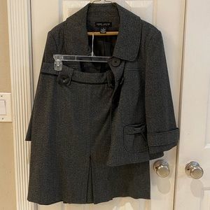 Herringbone-woven Skirt Suit Set - Size 8 - Levine